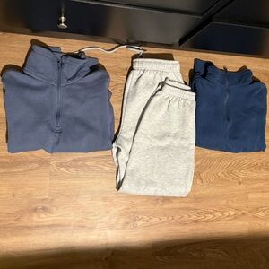 Blue and Gray Tracksuit Set